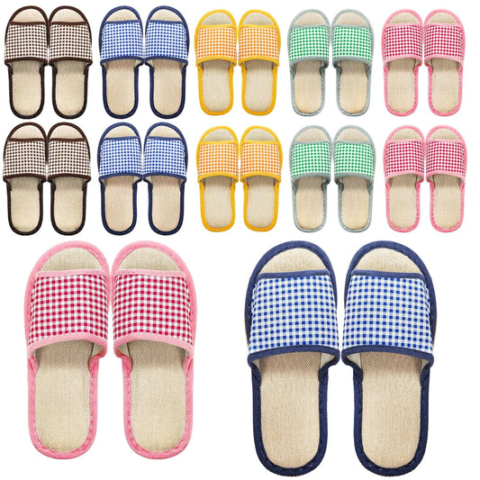 10 Pairs Washable House Slippers for Guests, Disposable Indoor Slipper with Thick Sole, Non Slip Open Toe V1259-DP01-A-868
