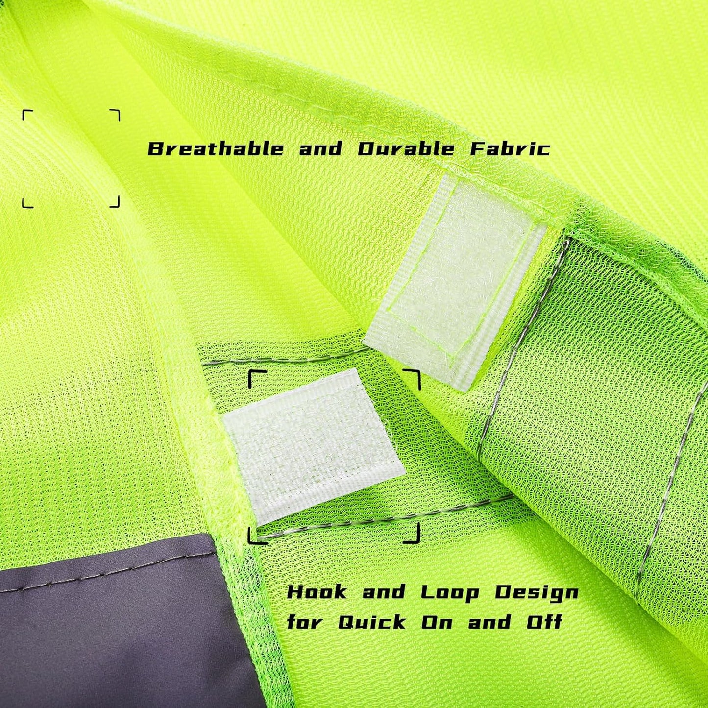12 Pack High Visibility Safety Vests, Mesh Security Vest with 2 Reflective Silver Strips, Construction Work V1259-DP01-A-871