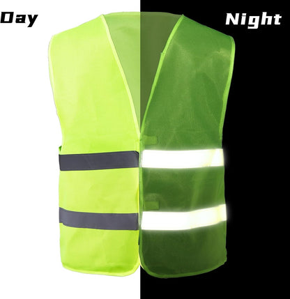 12 Pack High Visibility Safety Vests, Mesh Security Vest with 2 Reflective Silver Strips, Construction Work V1259-DP01-A-871