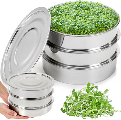9" Stackable Stainless Steel Seed Sprouting Kit, 3-Tier Mesh Germination Tray, Sprout Grower with Lid Base, V1259-DP01-A-872