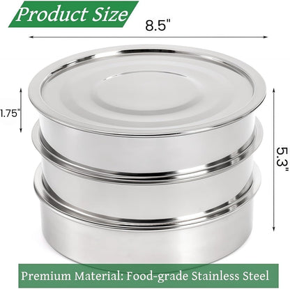9" Stackable Stainless Steel Seed Sprouting Kit, 3-Tier Mesh Germination Tray, Sprout Grower with Lid Base, V1259-DP01-A-872