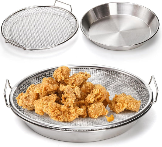 10.3" Kitchen Oil Filter Tray, Stainless Steel Air Fryer Mesh Pan, Draining Basket Accessories for Fried V1259-DP01-A-874