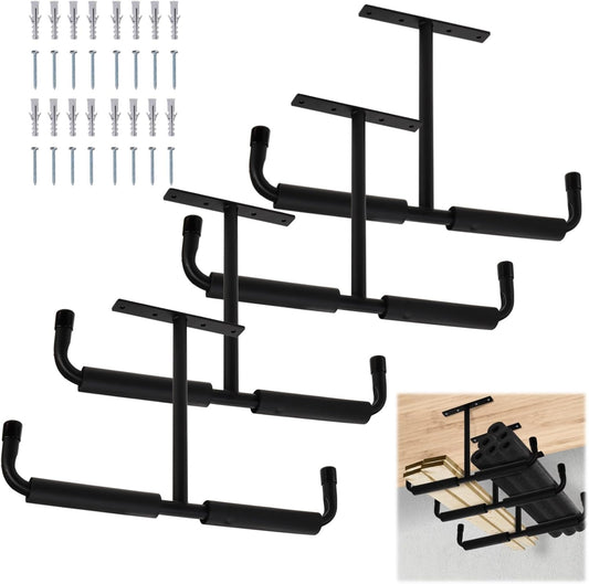 4 Pack Overhead Garage Storage Hooks, 16.5" Heavy Duty Ceiling Mount Hangers, Double T-Bar Metal Ladder V1259-DP01-A-875