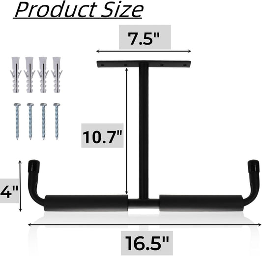 4 Pack Overhead Garage Storage Hooks, 16.5" Heavy Duty Ceiling Mount Hangers, Double T-Bar Metal Ladder V1259-DP01-A-875