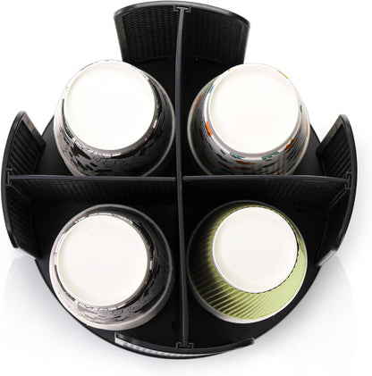2 Pack Coffee Cup Dispenser, Rotatable 4 Compartment and Lid Holder, Plastic Paper Storage Organizer for V1259-DP01-A-891