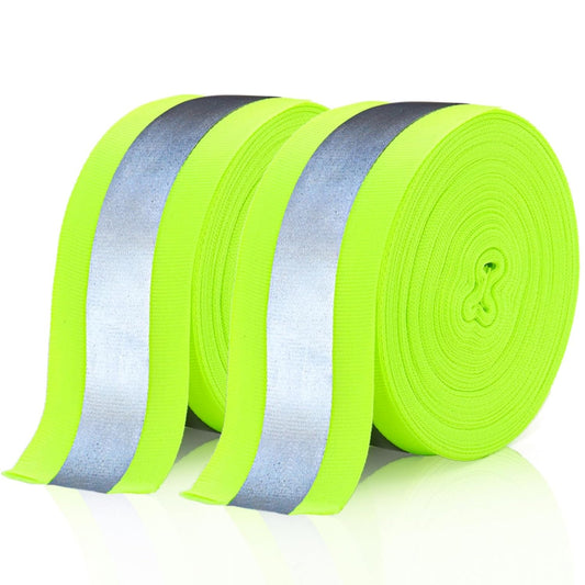 2 Rolls 2" x 66ft Reflective Ribbon, High Visibility Tape Strip, Sew On Safety Fabric Material, Silver V1259-DP01-A-901