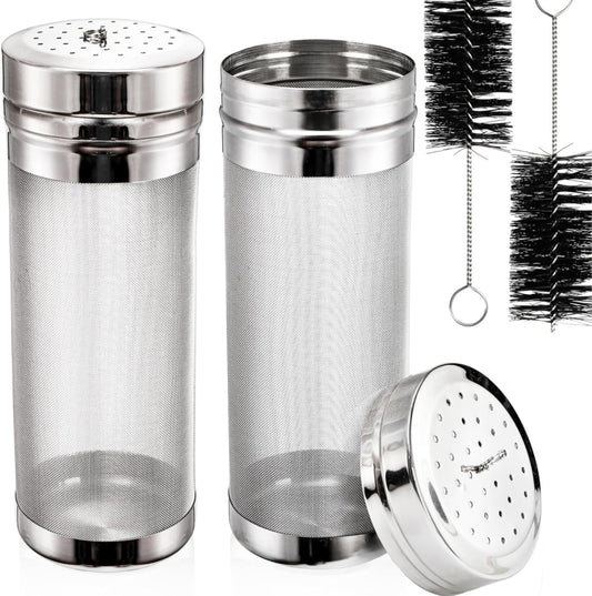 2 Pack Beer Dry Hopper Filters, 2.8 x 7 inch 300 Micron Mesh Hop Strainer with Lid, Stainless Steel Spider V1259-DP01-A-906