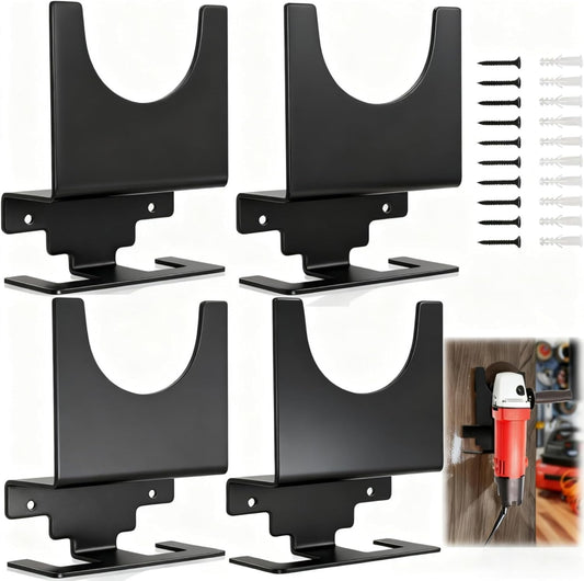 4 Pack Angle Grinder Holder, Wall Mount Bracket for 5 inch Grinder, Polisher Storage Rack Stand with Cord V1259-DP01-A-907