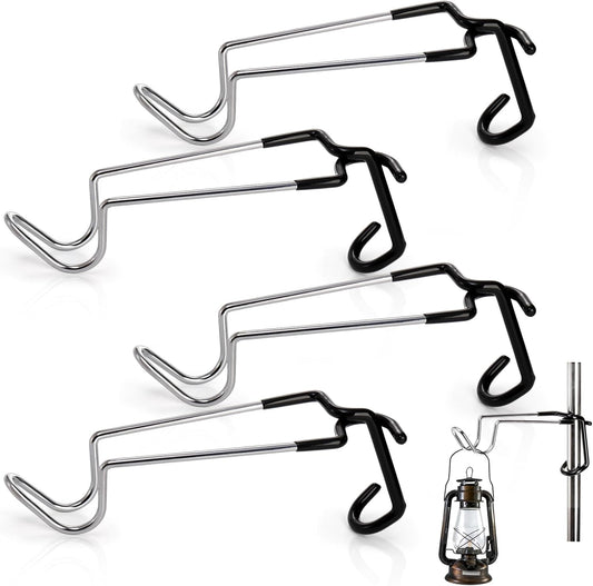 4 Pack Camping Lantern Hook Hangers, 10" Outdoor Lamp Hanger Stand, Stainless Steel Non-Slip Tent Light Pole V1259-DP01-A-911