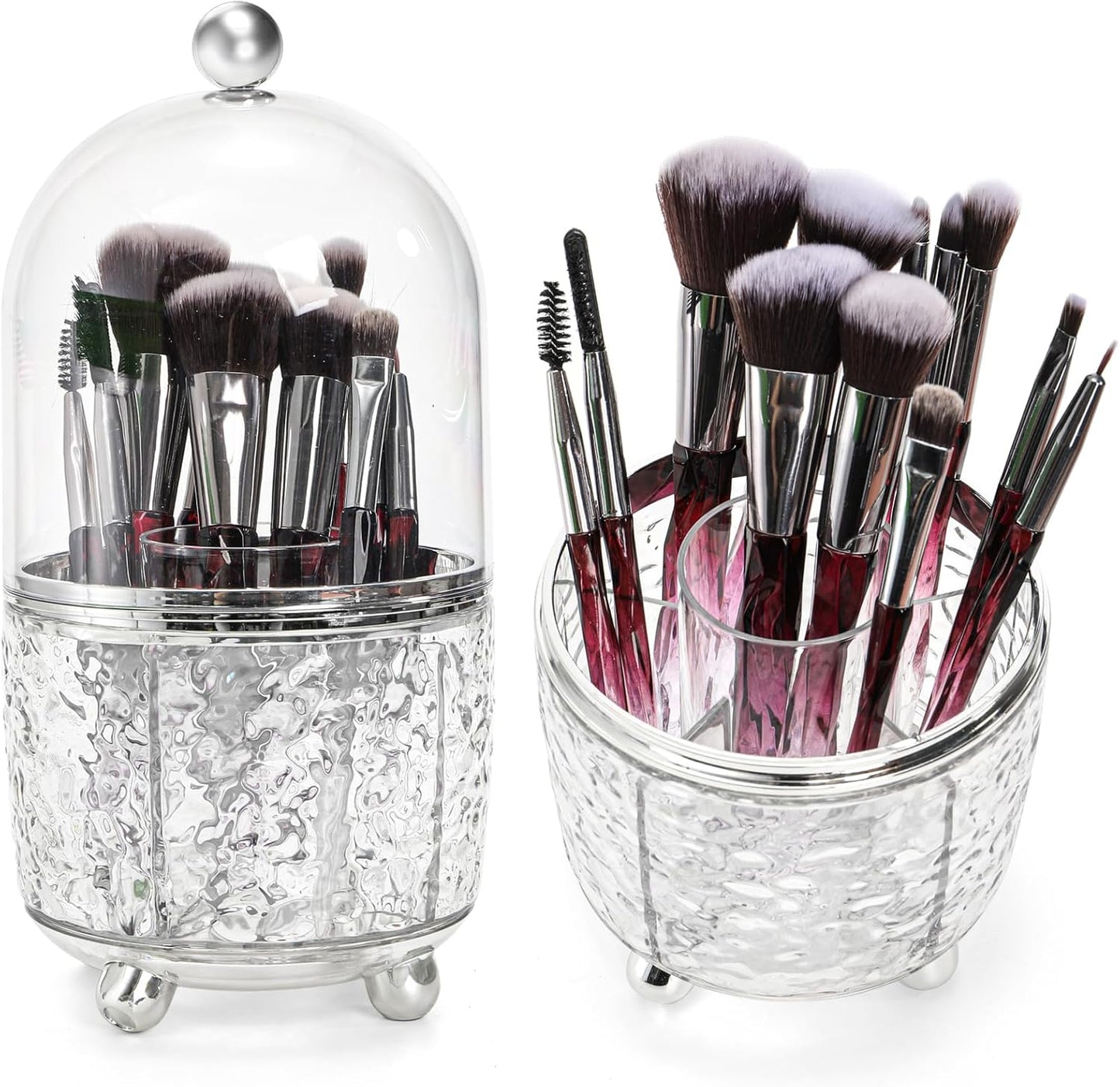 Rotating Makeup Brush Holder, Dustproof Cosmetic Tools Organizer with Lid, 360 degrees Spinning Covered V1259-DP01-A-941