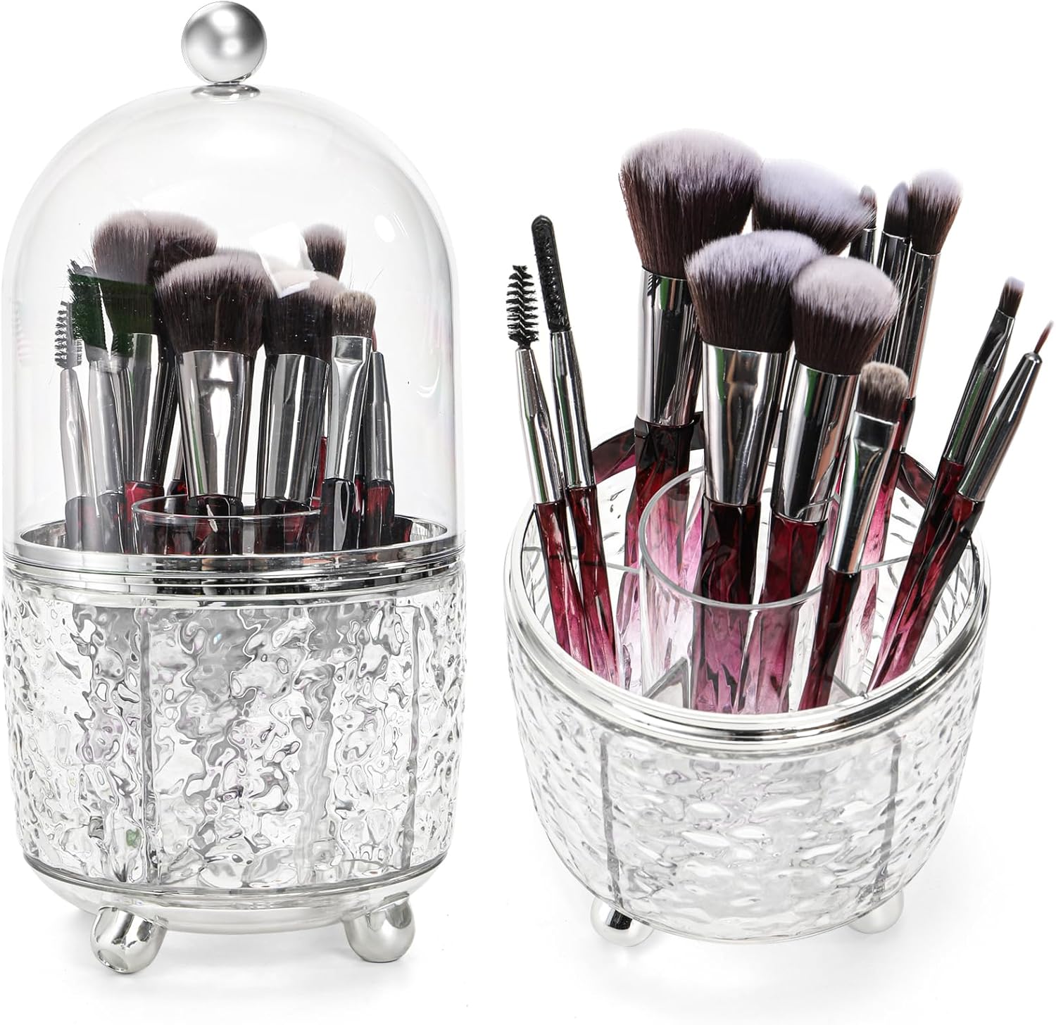 Rotating Makeup Brush Holder, Dustproof Cosmetic Tools Organizer with Lid, 360 degrees Spinning Covered V1259-DP01-A-941