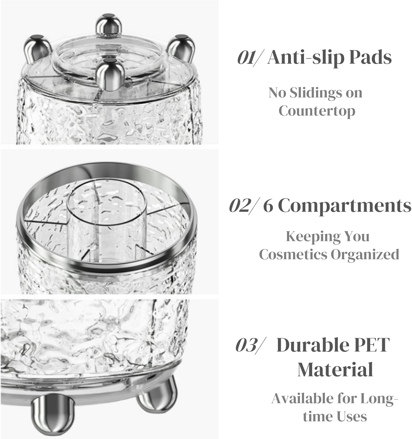 Rotating Makeup Brush Holder, Dustproof Cosmetic Tools Organizer with Lid, 360 degrees Spinning Covered V1259-DP01-A-941