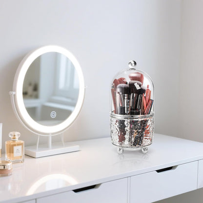 Rotating Makeup Brush Holder, Dustproof Cosmetic Tools Organizer with Lid, 360 degrees Spinning Covered V1259-DP01-A-941