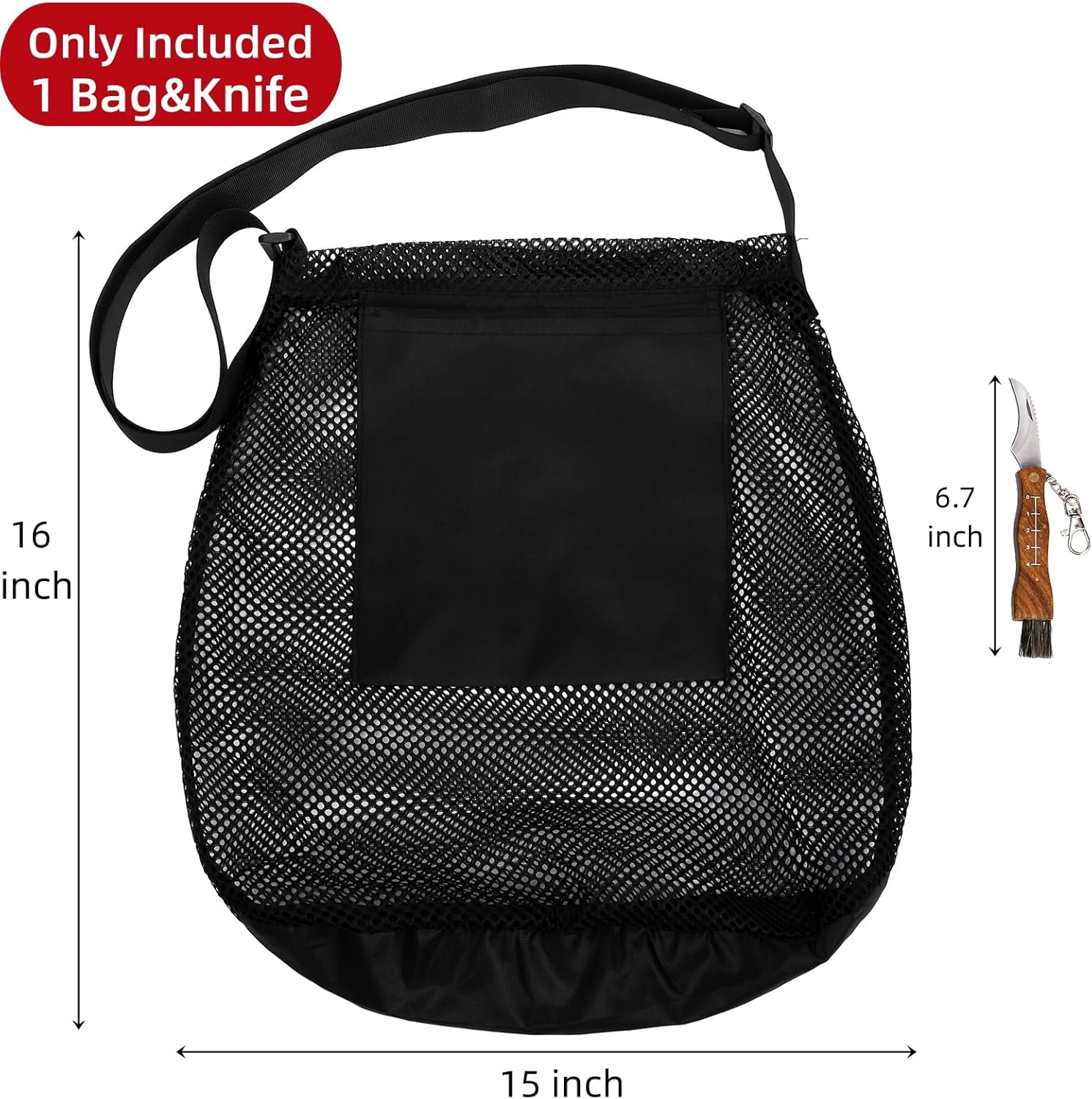 Foraging Bag, 2 Pcs Mushroom Kit with Bag and Foldable Knife, Morel Picking Basket, Practical Collecting V1259-DP01-A-958