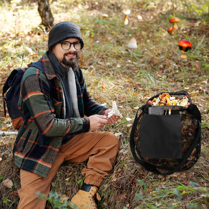 Foraging Bag, 2 Pcs Mushroom Kit with Bag and Foldable Knife, Morel Picking Basket, Practical Collecting V1259-DP01-A-958