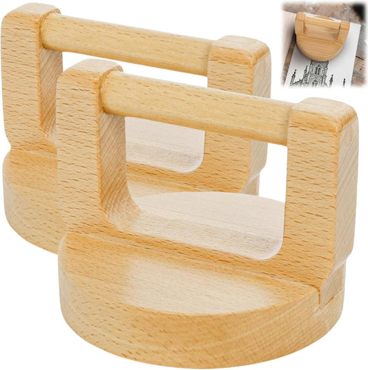 2 Pack Block Printing Baren, 4 Inch Wood Barens for Printmaking, Hand Press Tool with Ergonomic Handle V1259-DP01-A-969