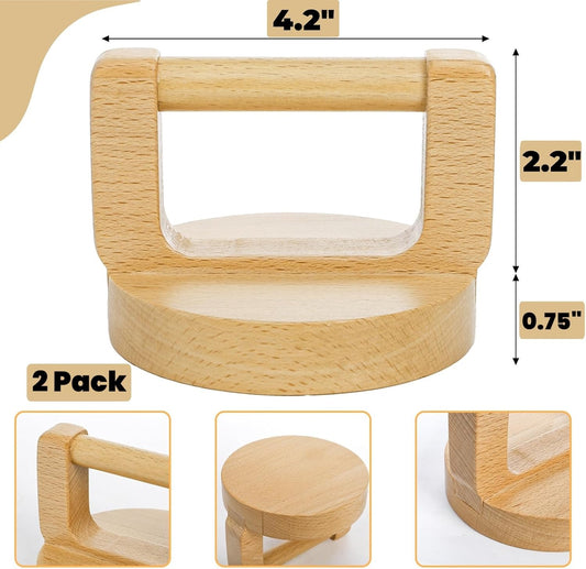 2 Pack Block Printing Baren, 4 Inch Wood Barens for Printmaking, Hand Press Tool with Ergonomic Handle V1259-DP01-A-969