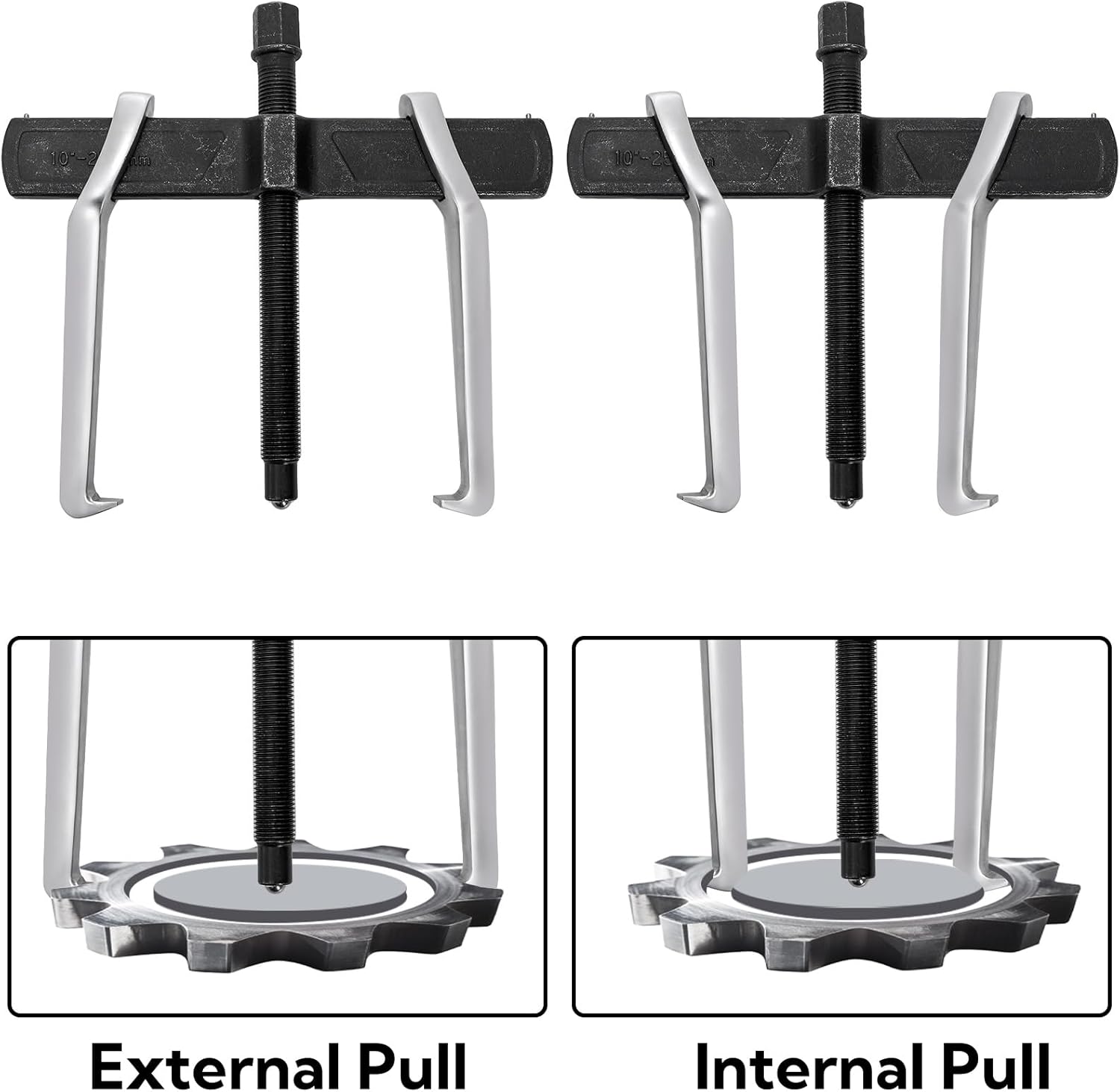 2-Jaw Gear Puller, 10 Inch Two Claws Puller Tool, Adjustable Steel Bearing Pulling Device, Heavy Duty Removal V1259-DP01-A-973