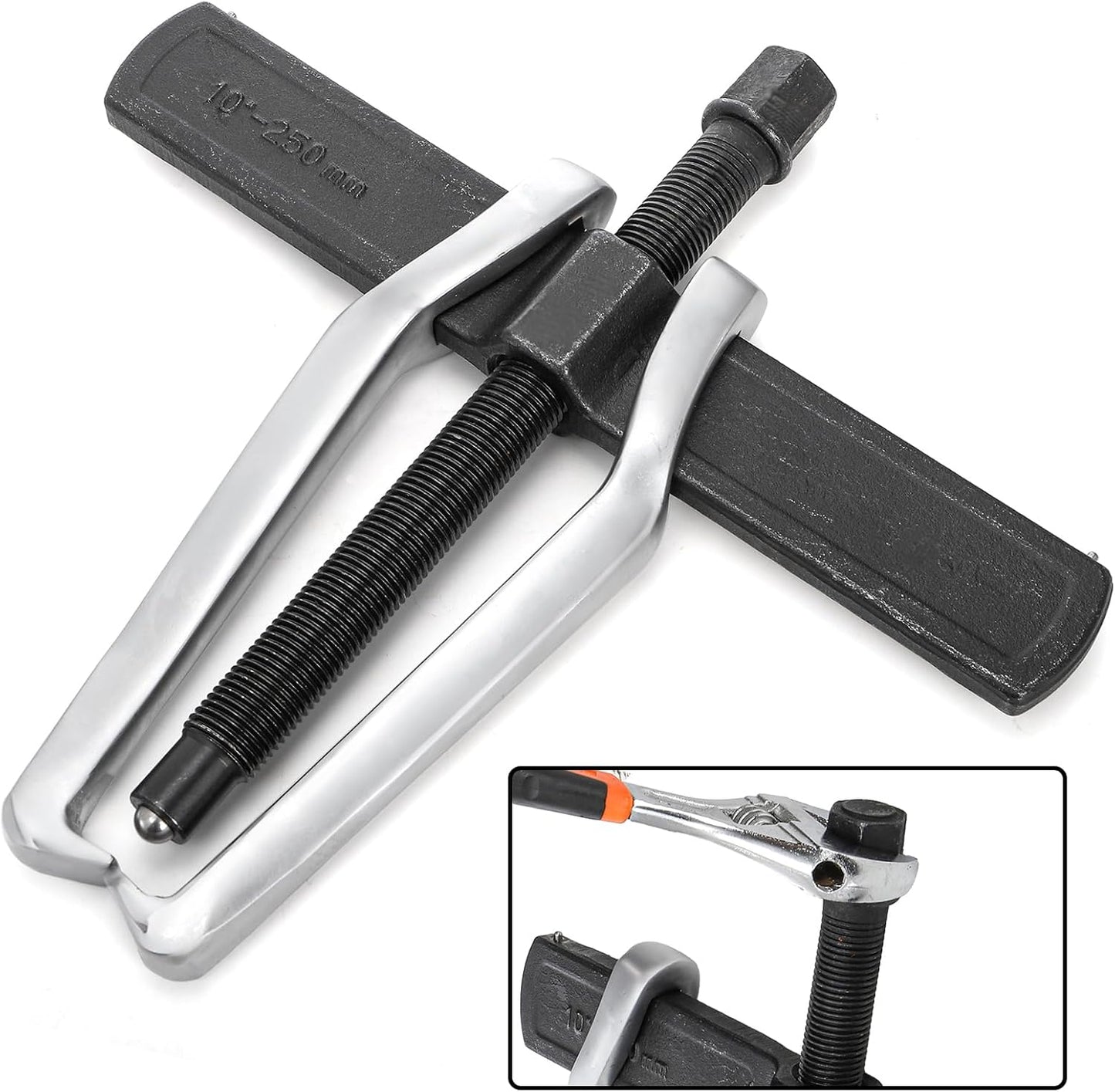 2-Jaw Gear Puller, 10 Inch Two Claws Puller Tool, Adjustable Steel Bearing Pulling Device, Heavy Duty Removal V1259-DP01-A-973