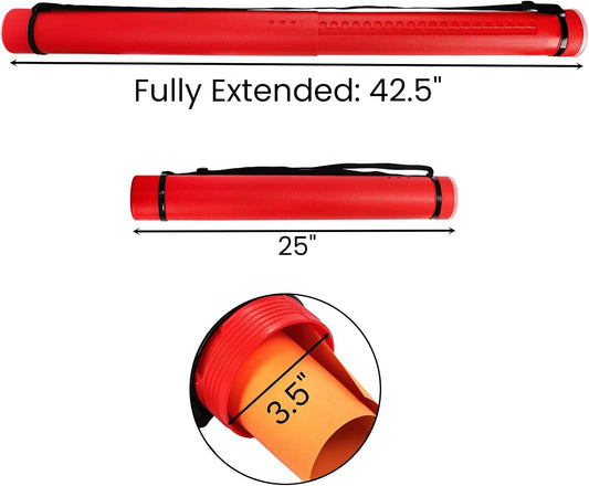 3 Packs Extendable Poster Tube, 25" to 42.5" Waterproof Blueprint Holder with Strap, Portable Telescoping V1259-DP01-A-975