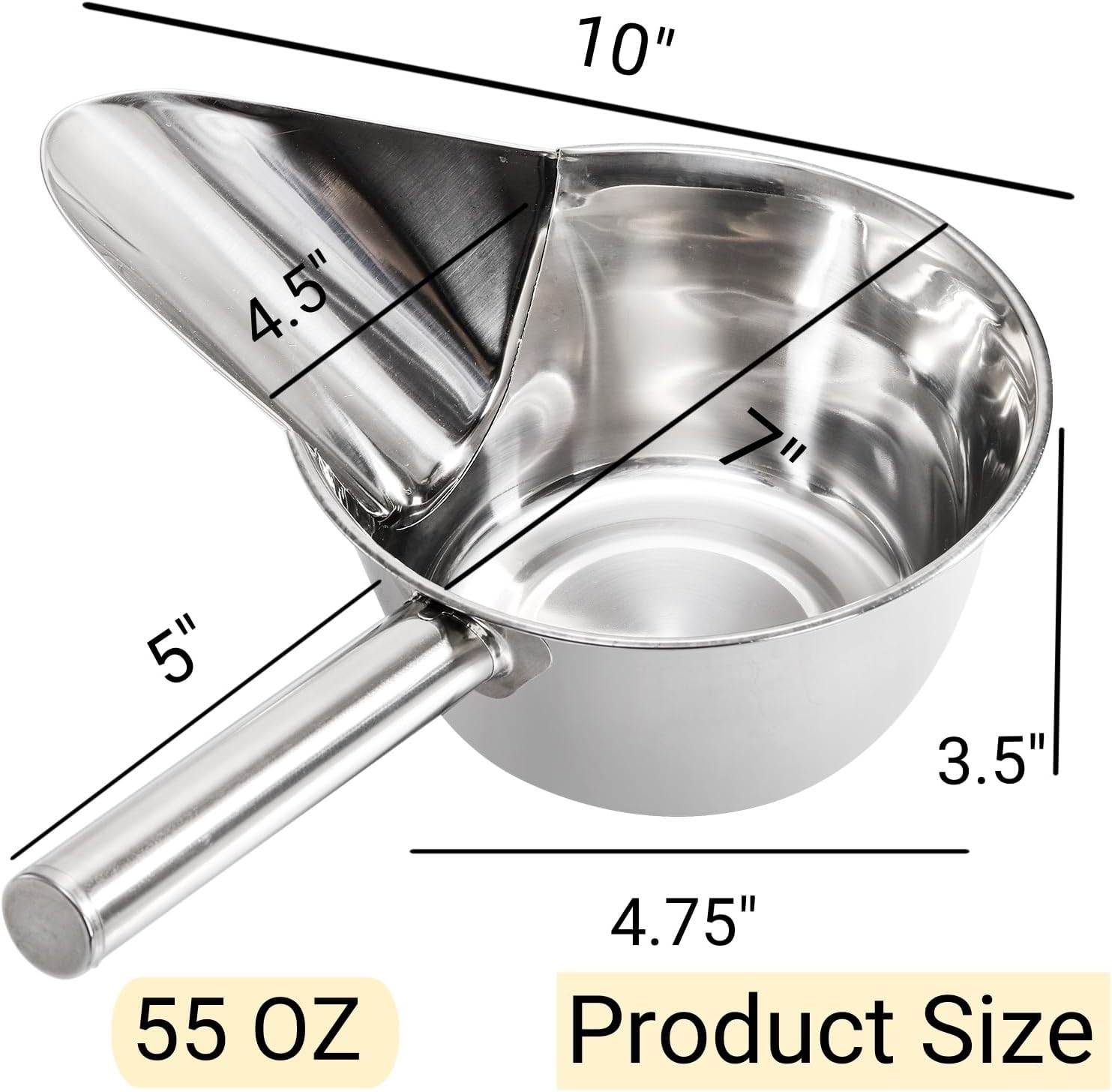 2 Pack 55 OZ Metal Ice Scoop, Large Stainless Steel Scooper, Heavy-Duty Flat Bottom Scoops, Stackable Durable V1259-DP01-A-977