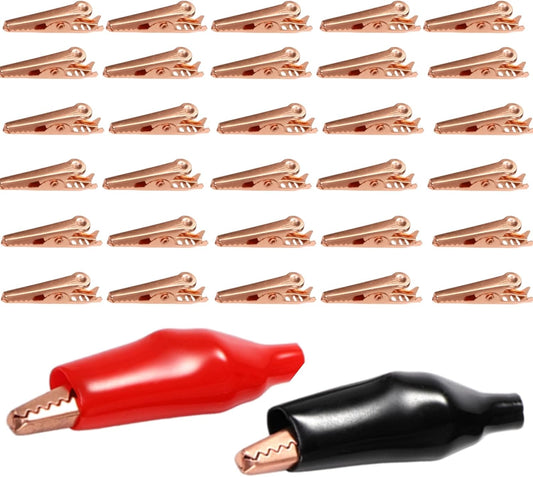 30 Packs Copper Alligator Electric Clips, Electrical Test Gator Jumper with Protective Insulation Cover, V1259-DP01-A-980