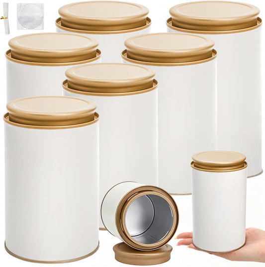 6 Pack Tea Tins Canister for Loose Tea, 23 Fl OZ Airtight Round Tin with Lid, Large Metal Storage Jars, White V1259-DP01-A-981
