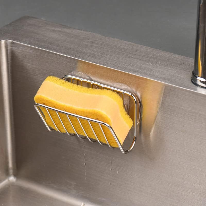 Sponsrek - Kitchen Gully Stone Sponsrek - Stainless Steel Suction Cup - Sponsholder - Silver V1259-DP01-BO-103