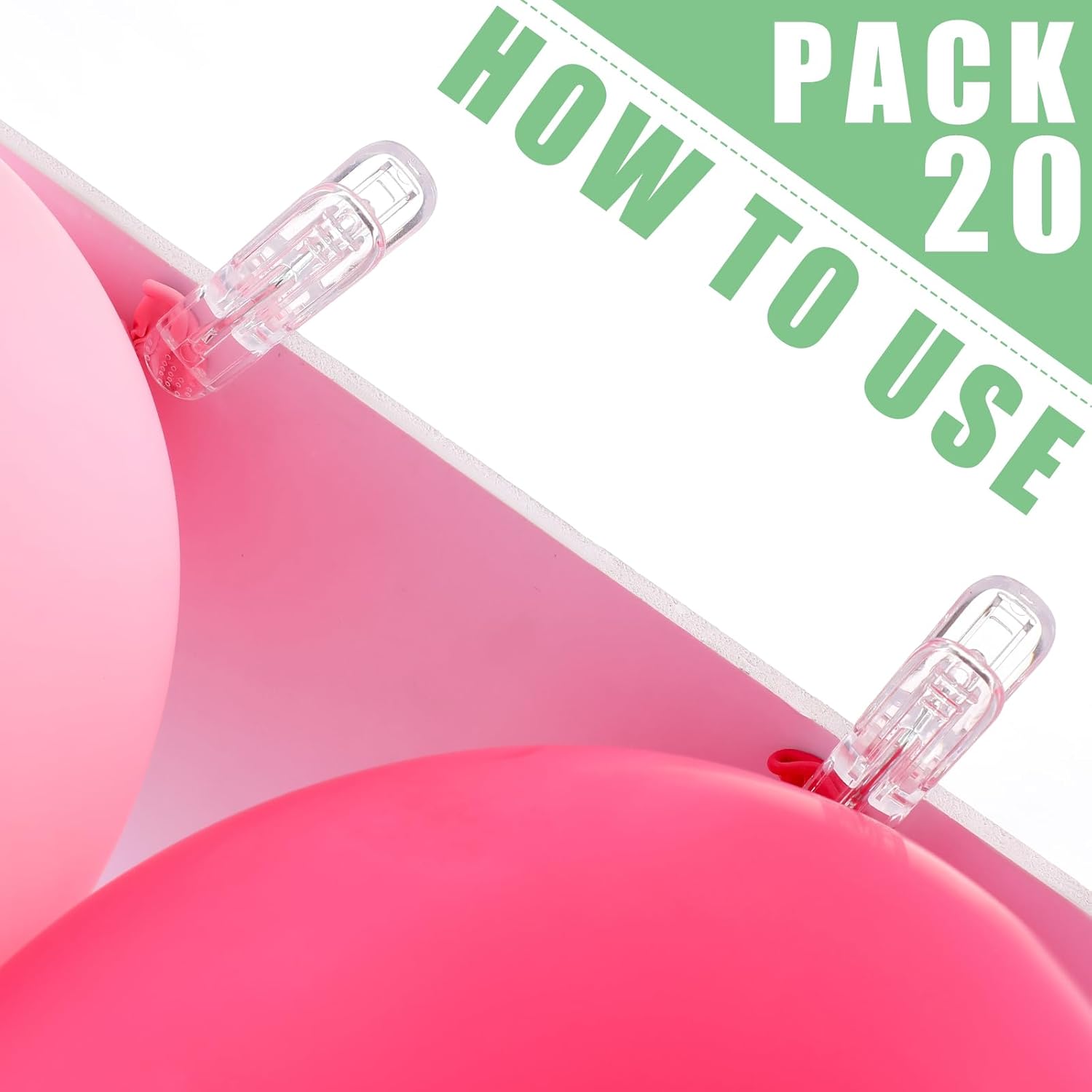 Plastic clips - pack of 20 - Balloon arch clips - Plastic spring clips - 2.4 inches - Sturdy clips - For V1259-DP01-BO-106
