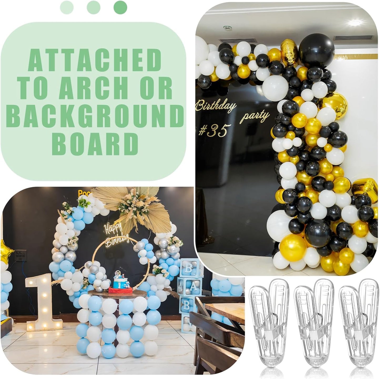 Plastic clips - pack of 20 - Balloon arch clips - Plastic spring clips - 2.4 inches - Sturdy clips - For V1259-DP01-BO-106