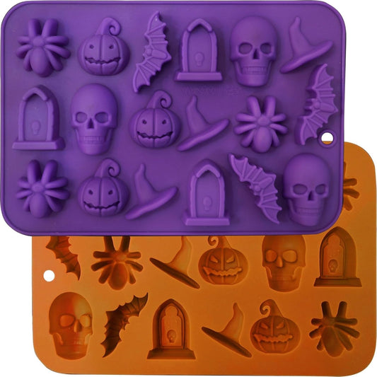 Halloween Molds - Silicone Molds - Chocolate Molds - 2-Pack - 3D Halloween Chocolate - Candy - Gummy Molds - V1259-DP01-BO-108