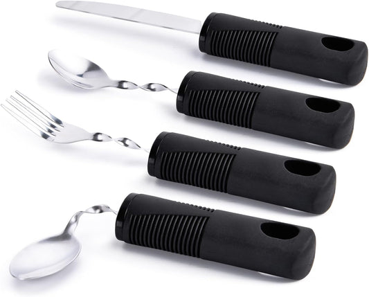 Foldable cutlery - Four-piece cutlery set - Weighted cutlery for hand tremors - Weighted silverware for V1259-DP01-BO-110