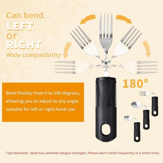 Foldable cutlery - Four-piece cutlery set - Weighted cutlery for hand tremors - Weighted silverware for V1259-DP01-BO-110