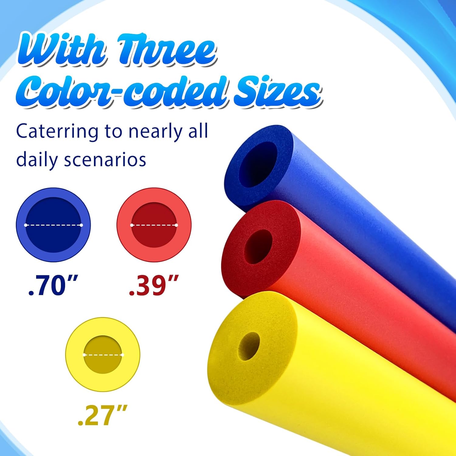Schuimslang - Foam Grip Tube for Kitchen Utensils - 3 Sizes - Grip Snake - Comfortable Grip for Elderly, V1259-DP01-BO-111