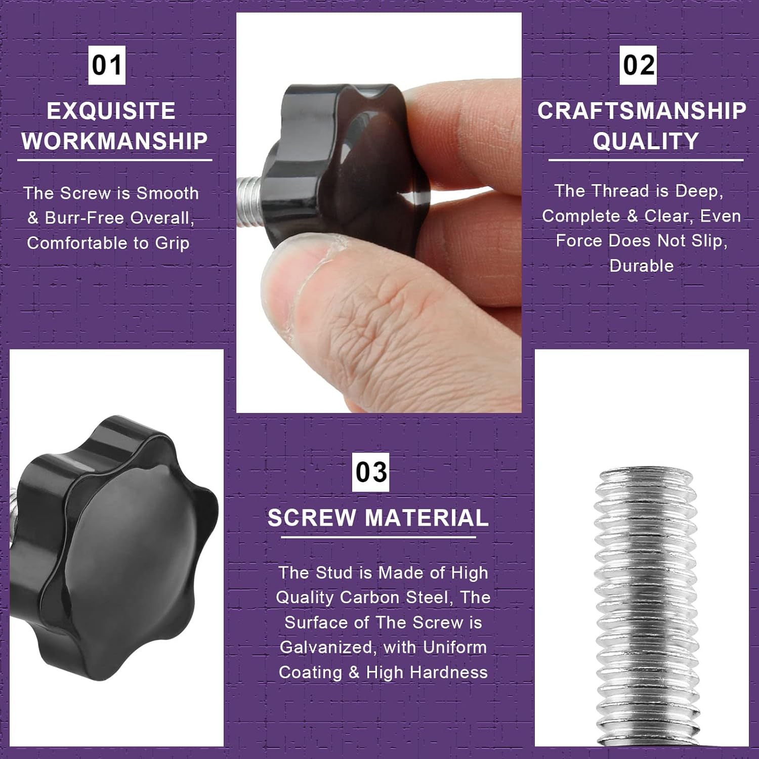 Screw - M8 x 20mm - Star-shaped knob - 2 pieces - Plastic - Hexagonal - Hand-tightening screw - For V1259-DP01-BO-112