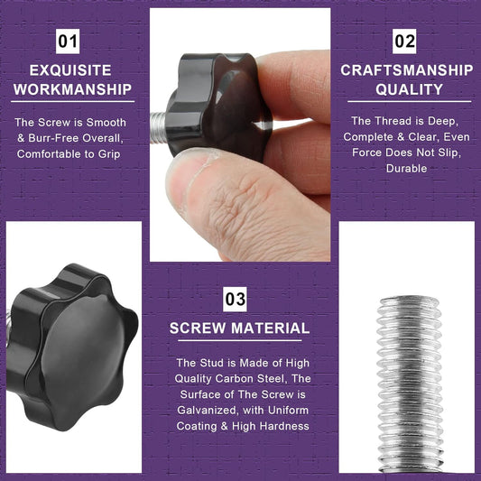 Screw - M8 x 20mm - Star-shaped knob - 2 pieces - Plastic - Hexagonal - Hand-tightening screw - For V1259-DP01-BO-112