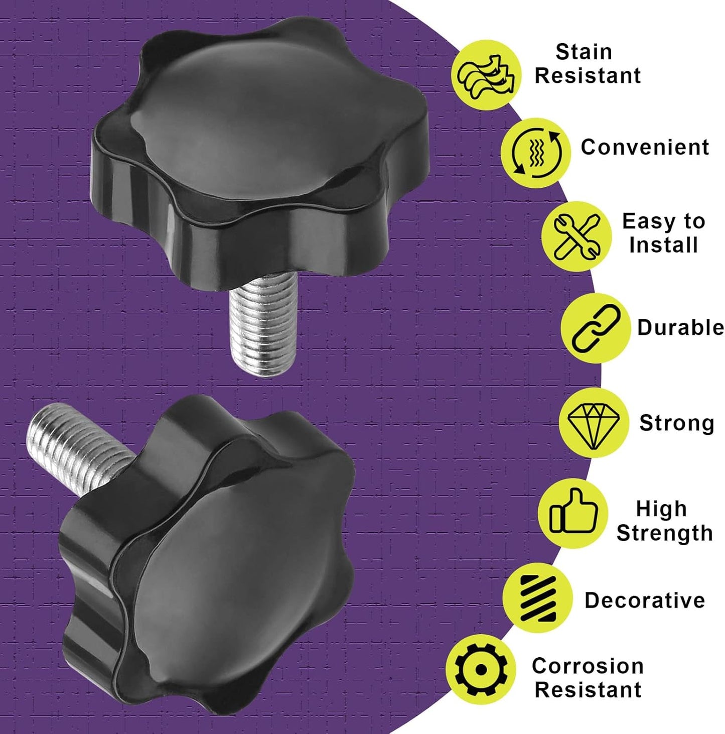 Screw - M8 x 20mm - Star-shaped knob - 2 pieces - Plastic - Hexagonal - Hand-tightening screw - For V1259-DP01-BO-112