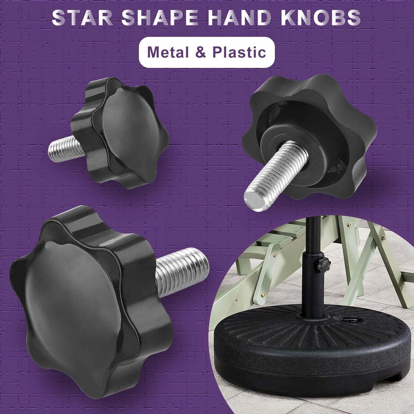 Screw - M8 x 20mm - Star-shaped knob - 2 pieces - Plastic - Hexagonal - Hand-tightening screw - For V1259-DP01-BO-112