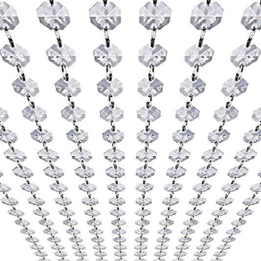 Crystal bead necklace - Crystal garland string - Pendant light - Gemstone bead necklace - 14 mm - Clear - V1259-DP01-BO-116
