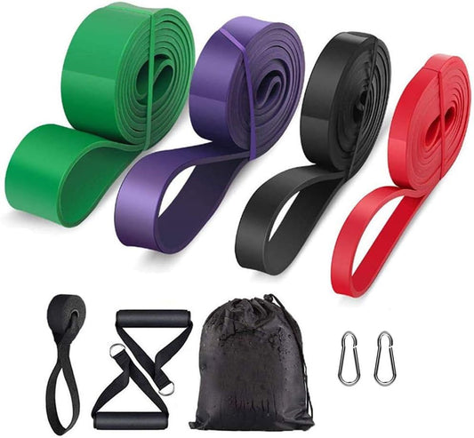 Resistance Band - 4-Pack - With Handle & Door Buckle - Storage Bag - Fitness Bands - Pull-Ups - Strength V1259-DP01-BO-12