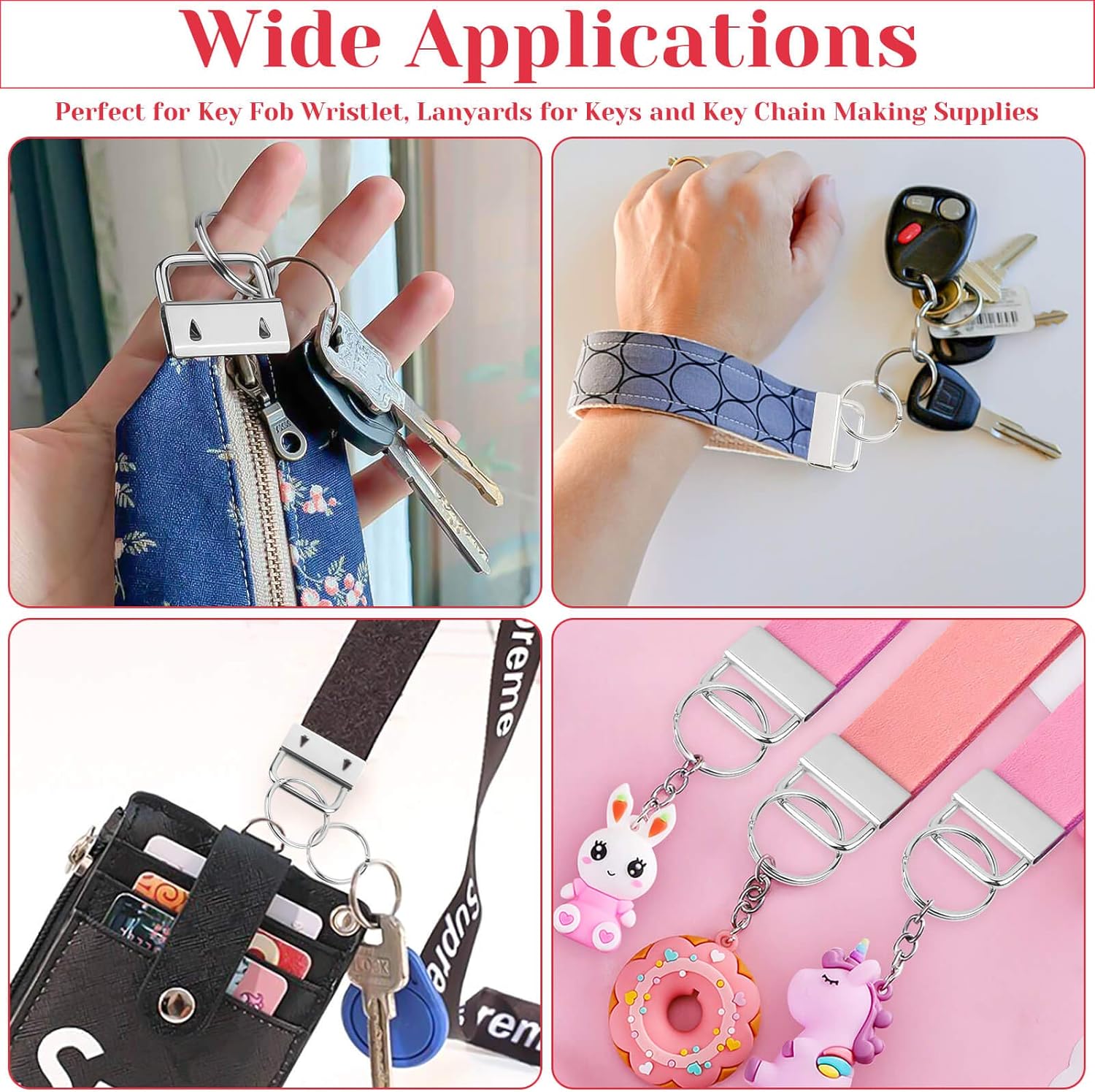 Keychain Hardware Kit - 50 pieces - Lanyard Keychains - 1 inch - With Keychain Pliers - Hardware Supplies for V1259-DP01-BO-120