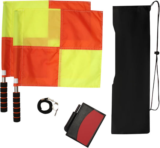 Soccer referee set - 2-piece blocked soccer flag - Red and yellow referee cards - With storage bag - V1259-DP01-BO-125