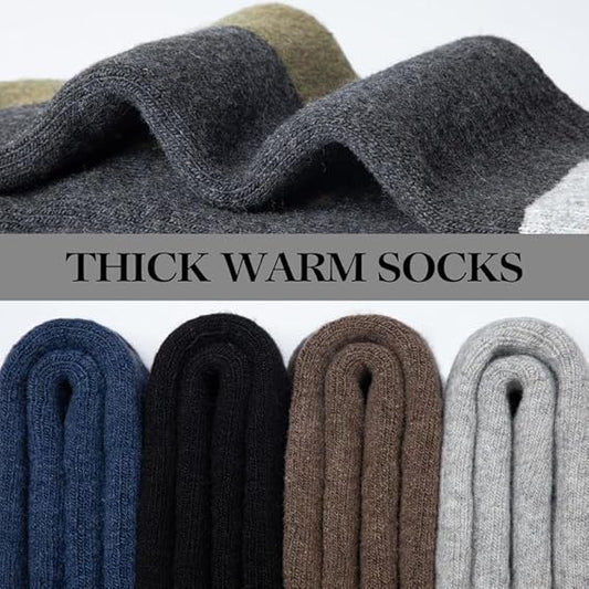 Heren walking socks - woolen socks - 5 pairs - fleece lined - thick - warm - winter socks with crew neck - V1259-DP01-BO-131