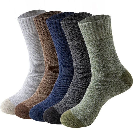 Socks - Thick - Warm - 5 pairs - Men's - Winter - Mid-calf socks - Outdoor hiking socks - Terry sole socks V1259-DP01-BO-133