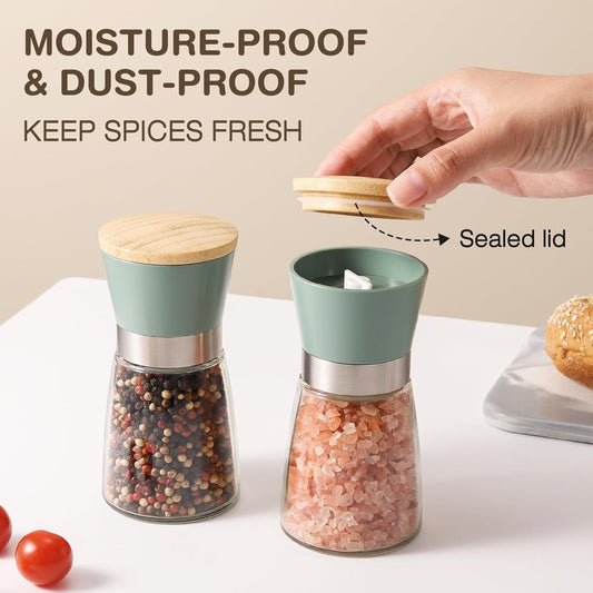 Grinder - Salt and pepper mill - Adjustable grind size - Wooden lid - Stainless steel - Coarse salt and V1259-DP01-BO-134
