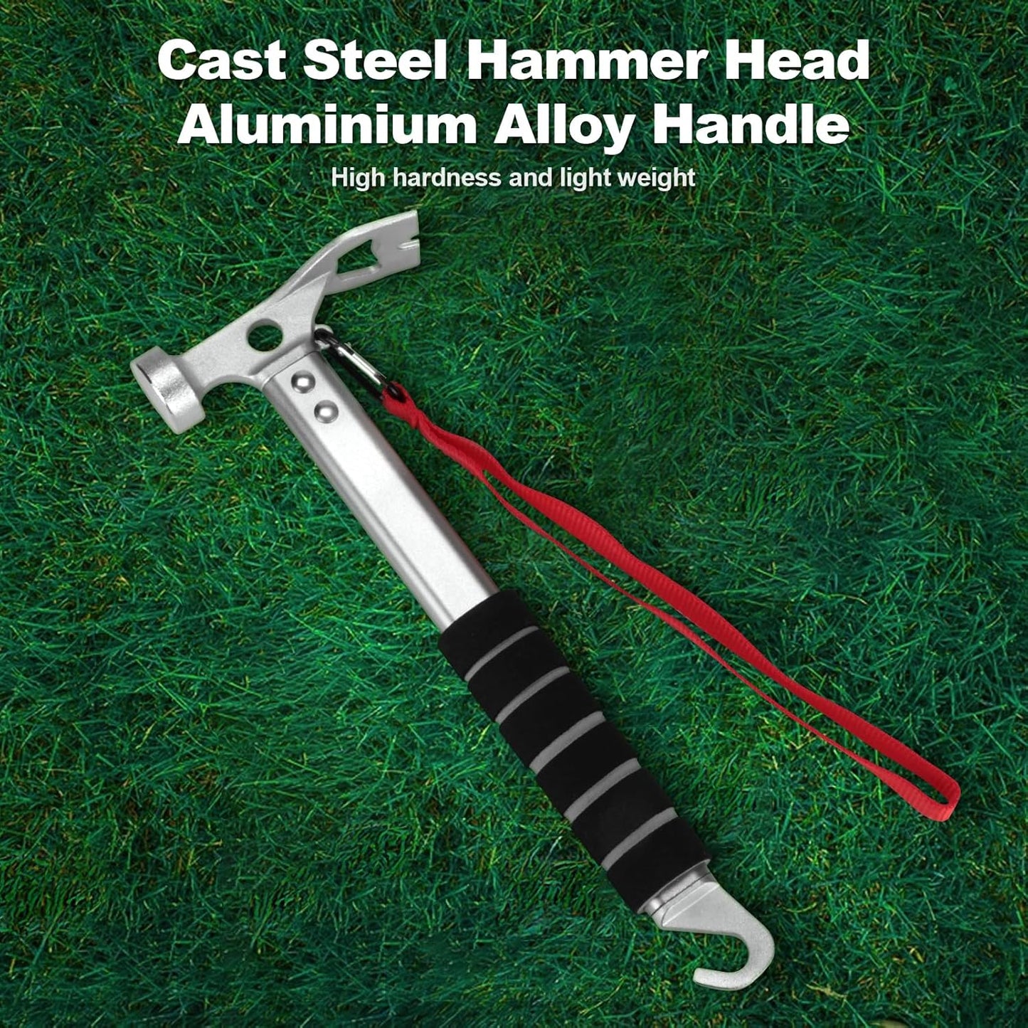 Campinghamer - 3-in-1 - Functional tent peg hammer with puller - For camping, hiking and backpacking - Sponge V1259-DP01-BO-14