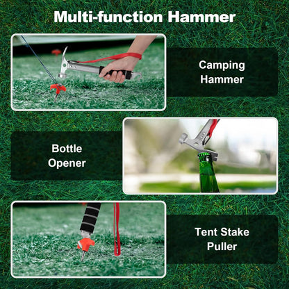 Campinghamer - 3-in-1 - Functional tent peg hammer with puller - For camping, hiking and backpacking - Sponge V1259-DP01-BO-14