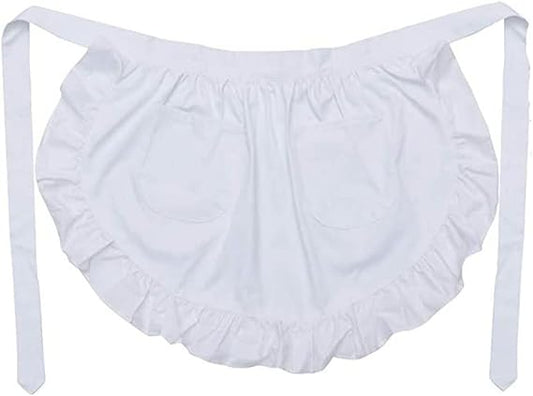 White apron - Waitress apron - Ladies - Waist apron - With two pockets - Half apron - Waitress - Server - V1259-DP01-BO-148