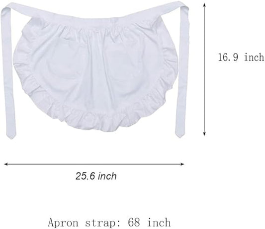 White apron - Waitress apron - Ladies - Waist apron - With two pockets - Half apron - Waitress - Server - V1259-DP01-BO-148