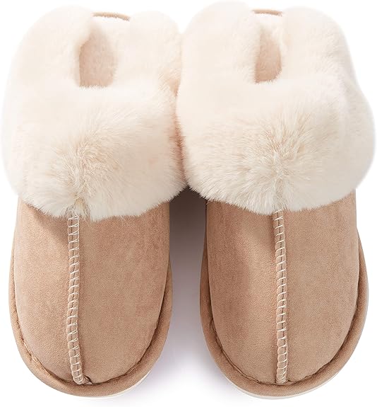 Slippers - Plush Slippers - Winter Slippers - Lounge - Soft - Warm - Non-slip - Beige - Size 36/37 V1259-DP01-BO-150